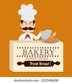 Bakery design over yellow background, vector illustration