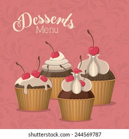 Bakery design pink background, vector illustration.