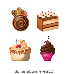 Bakery and dessert concept represented by pastry icon set. Colorfull and flat illustration. 