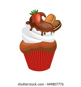 Bakery and dessert concept represented by delicious cupcake icon. Isolated and colorfull illustration. 