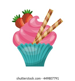 Bakery and dessert concept represented by delicious cupcake icon. Isolated and colorfull illustration. 