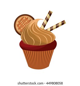 Bakery and dessert concept represented by delicious cupcake icon. Isolated and colorfull illustration. 