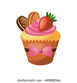 Bakery and dessert concept represented by delicious cupcake icon. Isolated and colorfull illustration. 