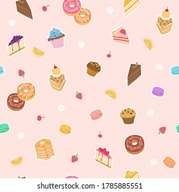 Bakery dessert design to seamless pattern.