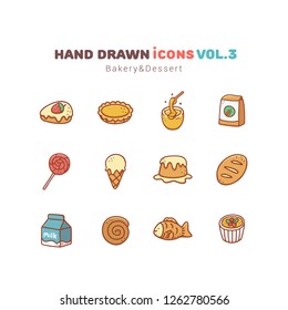 Bakery and Dessert hand drawn icons