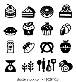 Conjunto de iconos de panadería y postre
