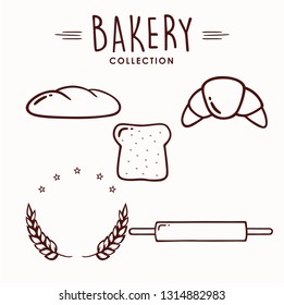Bakery and Dessert Icon Set, Collection, Logo, Sign, Line Art Template, Emblem, Flat Vector Design