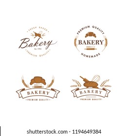 Bakery and Dessert Logo, Sign, Template, Emblem, Flat Vector Design Set