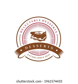 Logotipo de panadería y postre, signo, plantilla, emblema, diseño de vectores planos
