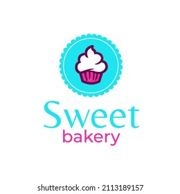 Bakery and dessert logo - sign, template, emblem in flat vector style