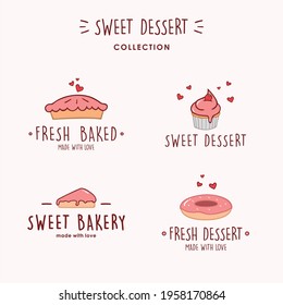 Bakery and Dessert Logo, Sweet Bakery Logo, Simple Bakery Logo Set, Bakery Logo Collection Vector Template