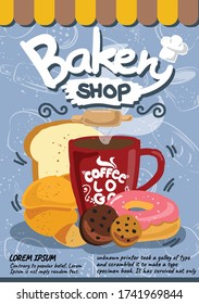  bakery dessert poster flyer banner pattern vector illustration design background 