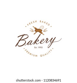 Bakery, Dessert Sign Vintage Logo Template Vector Design Illustration