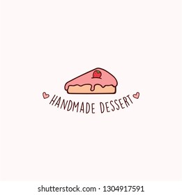 Bakery and Dessert, Slice of Cake Logo, Sign, Template, Emblem, Flat Vector Design