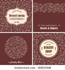 Bakery desserts background set