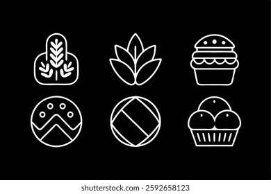 Bakery and Desserts Silhouette Vector Icon Bundle. 