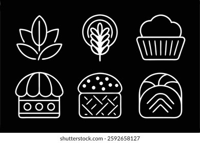 Bakery and Desserts Silhouette Vector Icon Bundle. 