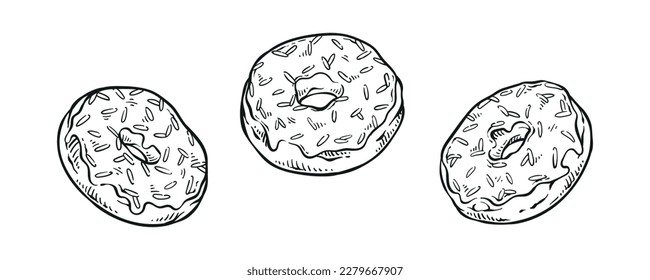 Bakery donut hand drawn illustration vector tasty food drawing