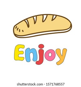 Bakery Doodle Illustration with Enjoy Text