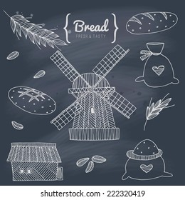 Bakery doodle set. EPS 10. Transparency. No gradients.