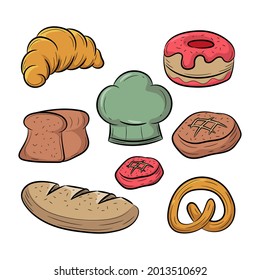 Bakery Doodle vector illustration, with hand drawn sketching style