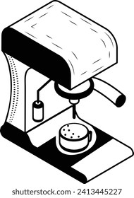 Bakery dough mixer isometric concept, Top Chef Stand Steel Stainless Cake Mixing Hand drawn vector, Bakery and Baked Good symbol food preparation and Kitchen Utensils sign Culinary Doodle illustration