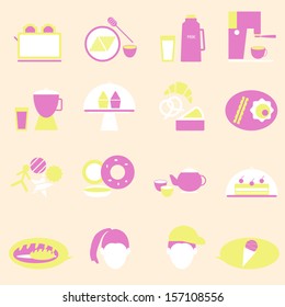 Bakery and drinks color icons, stock vector