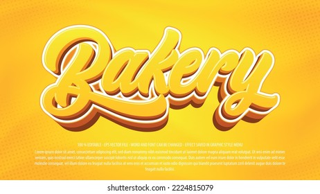 Bakery editable text effect template with 3d style use for logo and business brand