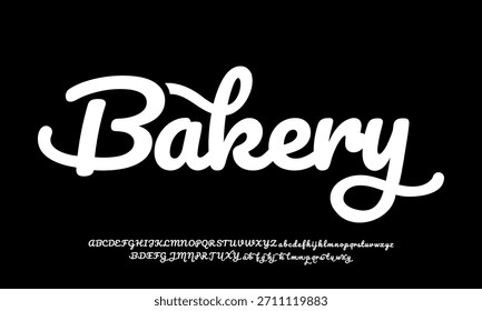 Bakery , Elegant Font Uppercase Lowercase. Classic Lettering Minimal Fashion Designs. Typography fonts regular decorative vintage concept. vector illustration