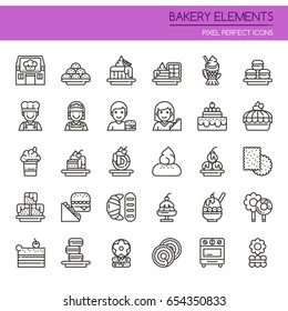 Bakery Elements , Thin Line and Pixel Perfect Icons
