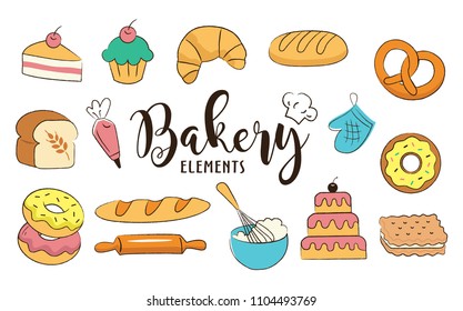 Bakery elements vector background. Vector illustration. 