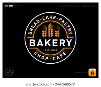 Bakery emblem. Identity. Text and thre spikelets into a circle.