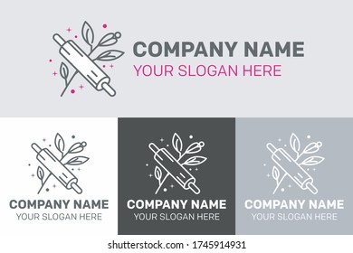 Bakery emblems set. Handmade lettering inscriptions. Line art typography logotype templates. Vector vintage illustration.