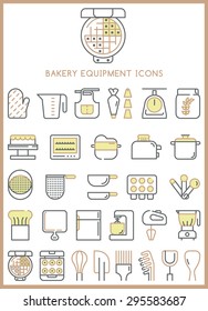 Bakery equipment icons set vector