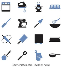 Bakery Equipment Icons. Two Tone Flat Design. Vector Illustration.