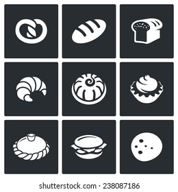 Bakery and fast food vector icon set