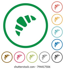 Bakery flat color icons in round outlines on white background