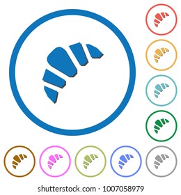 Bakery flat color vector icons with shadows in round outlines on white background