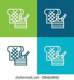 Bakery Flat four color minimal icon set