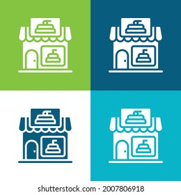 Bakery Flat four color minimal icon set