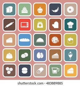 Bakery flat icons on pink background, stock vector