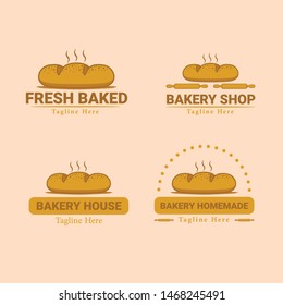 Bakery flat logo design templates
