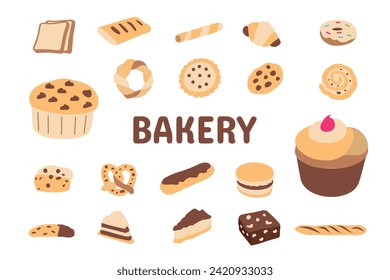 Bakery Flat Vector Illustration Icon Sticker Set Design Materials