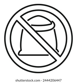 Bakery flour sack restricted icon outline vector. Gluten intolerance. Diet product