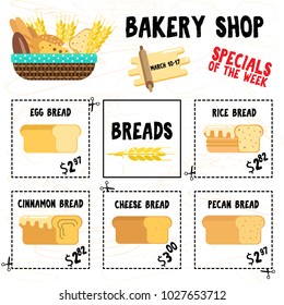 Bakery flyer scissors coupon, discount cards. Sale online ticket. Banner for social networks.