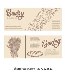 Bakery flyer template. Design element for package, banner, flyer, card. Vector illustration