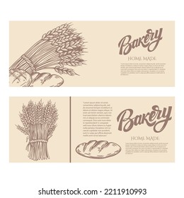 Plantilla de volante de panadería. Elemento de diseño para paquete, banner, volante, tarjeta. Ilustración del vector