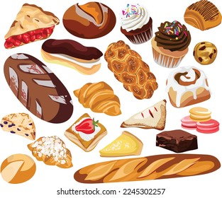 Bakery Food Dessert Vector Collection