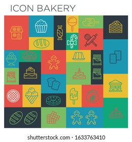 BAKERY FOOD ICON VECTOR SYMBOL ILLUSTRATIONS