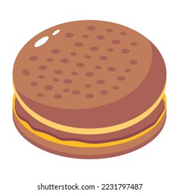 Bakery food, isometric icon of sweet